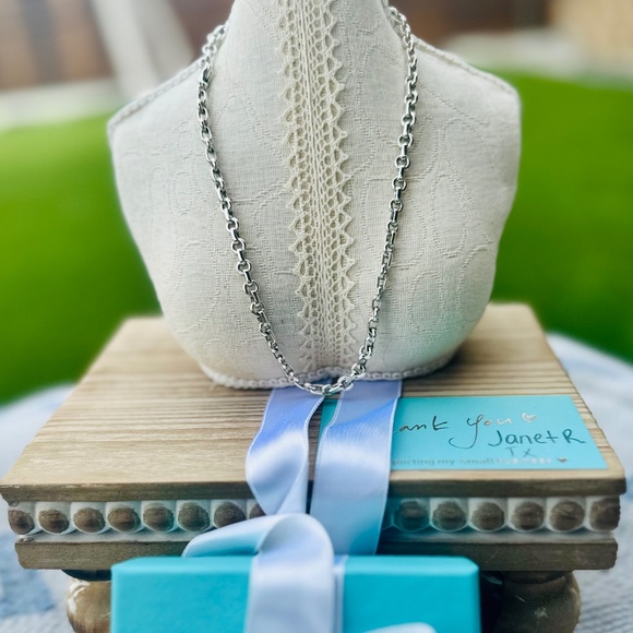 Rare and Retired Tiffany & Co Donut Link Necklace/Chain in Silver, 16" - Picture 1 of 6